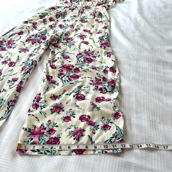 Miami Ankle Wide Leg On Off Shoulder Floral Boho Whimsy Pantsuit Jumpsuit SZ M - Picture 6 of 10